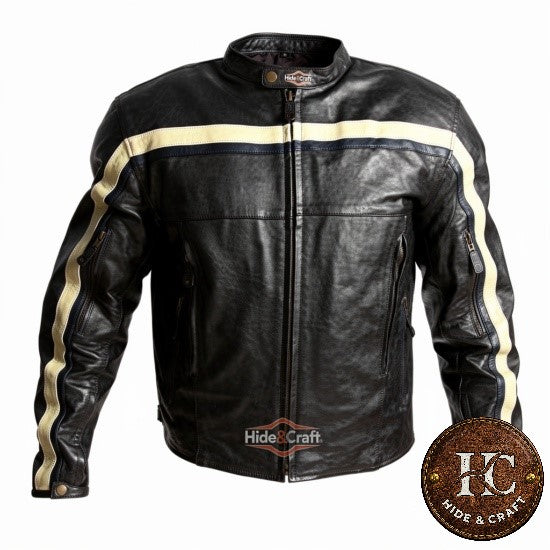 Men's Genuine Leather Motorbike Jacket – Premium Cowhide, Rider Fit | Hide & Craft