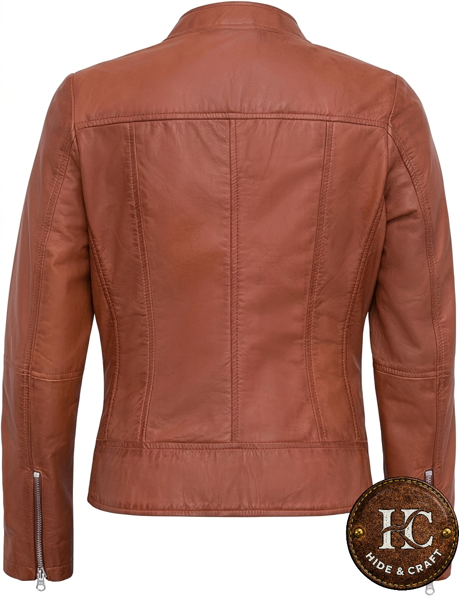 Women's Fashion-Forward Lambskin Leather Jacket – Black | Brown | Bronze