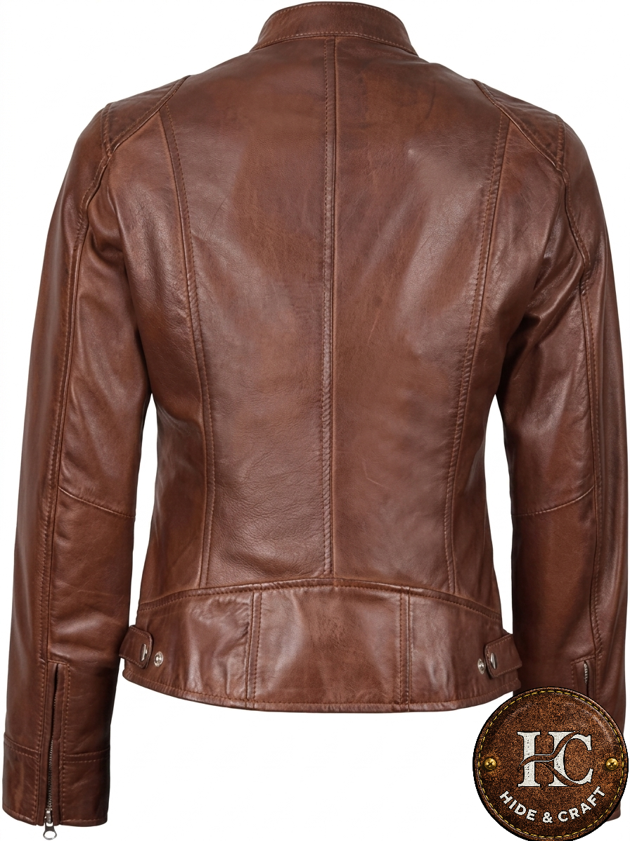 Women's Luxury Lambskin Leather Jacket – Noir Black | Cognac Brown | Burnished Bronze