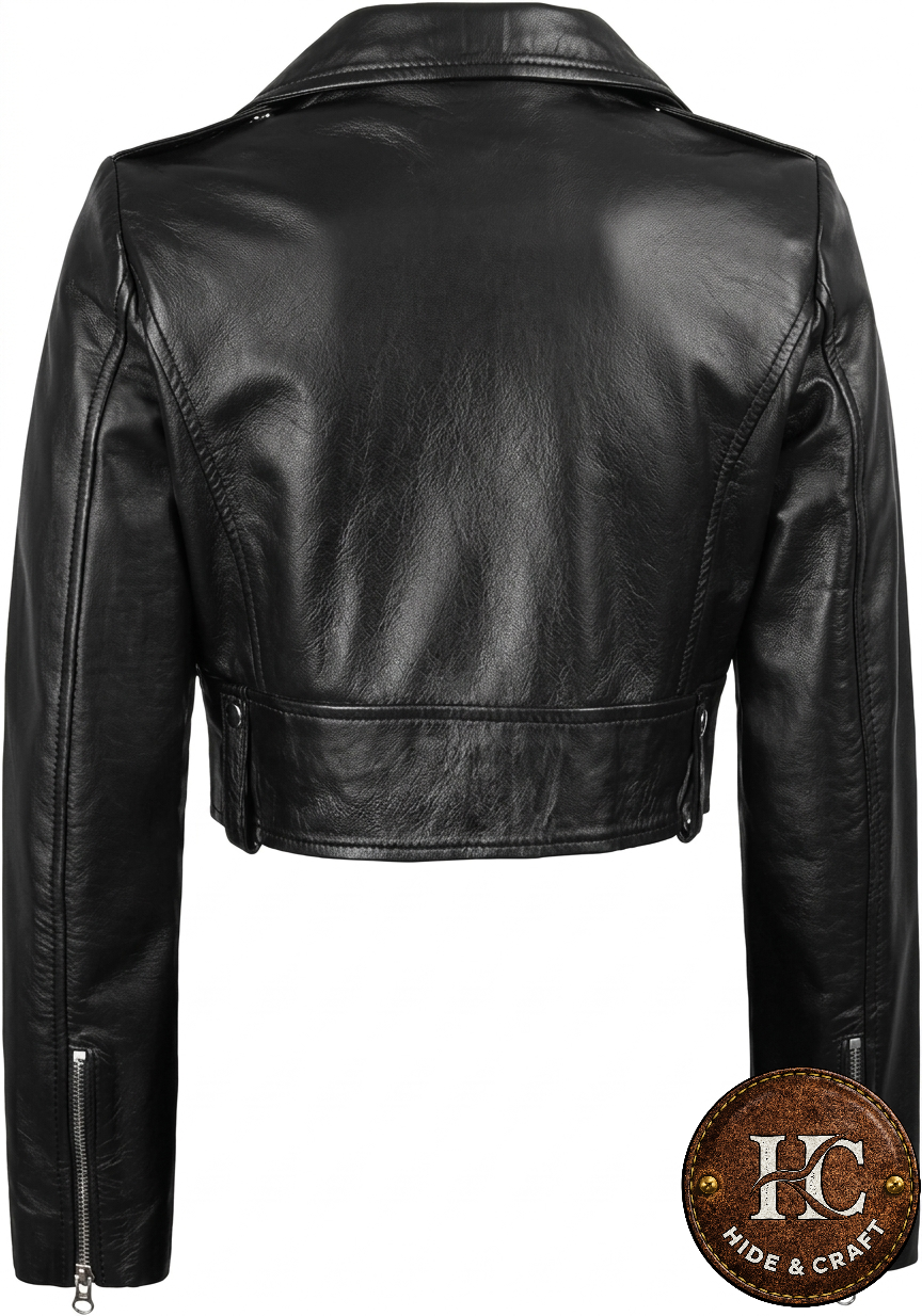 Women's Vintage Mini Lambskin Leather Jacket – Ink Black | Cognac Brown | Antique Bronze