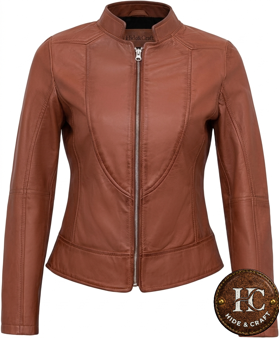 Women's Fashion-Forward Lambskin Leather Jacket – Black | Brown | Bronze