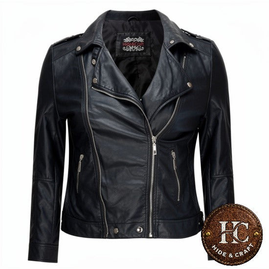Genuine Leather Motorbike Jacket for Her