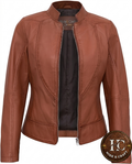 Women's Fashion-Forward Lambskin Leather Jacket – Black | Brown | Bronze