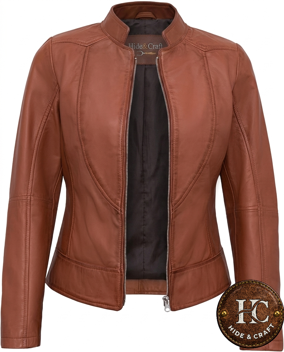 Women's Fashion-Forward Lambskin Leather Jacket – Black | Brown | Bronze