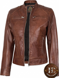 Women's Luxury Lambskin Leather Jacket – Noir Black | Cognac Brown | Burnished Bronze