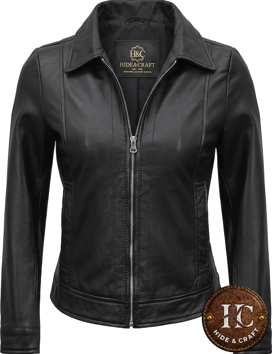 Women's Vintage-Soul Lambskin Leather Jacket – Jet Black | Tobacco Brown | Antique Bronze