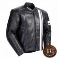 Men's Stripe-Style Genuine Leather Motorbike Jacket – Black, Brown & Bronze | Hide & Craft