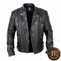 Men's Genuine Leather Motorbike Jacket – Black, Brown & Bronze | Hide & Craft