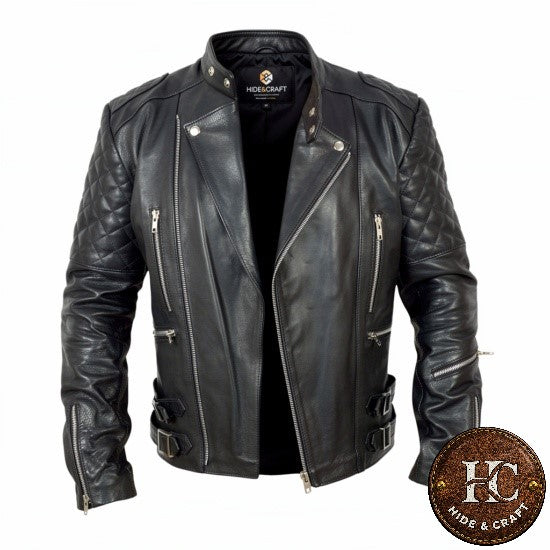 Men's Genuine Leather Motorbike Jacket – Black, Brown & Bronze | Hide & Craft