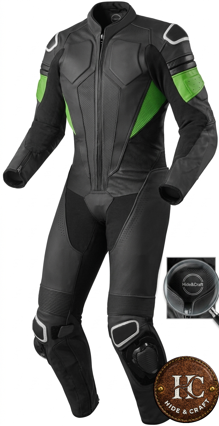 Men's Full-Grain Leather Motorbike Suit – Obsidian Black