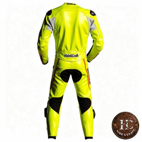 Genuine Leather Motorbike Suit for Men in yellow