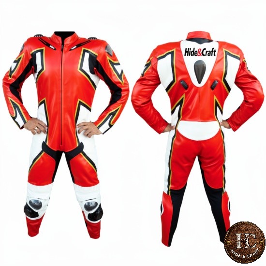 Men's Full-Grain Cowhide Leather Motorbike Suit