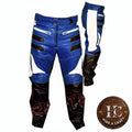 Supreme Style Leather Trouser in Blue White