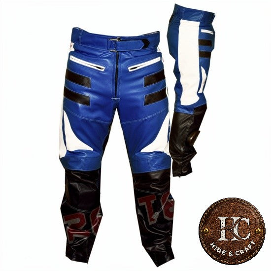 Supreme Style Leather Trouser in Blue White